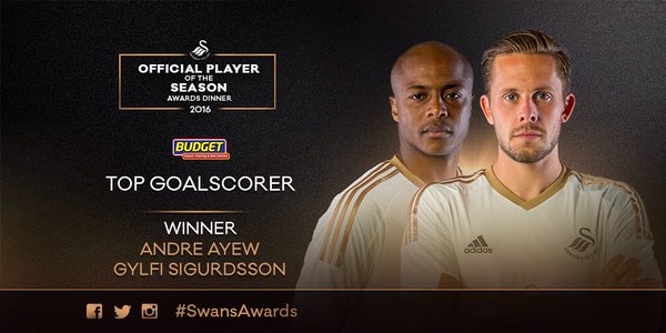 Andre Ayew named joint top scorer at Swansea City