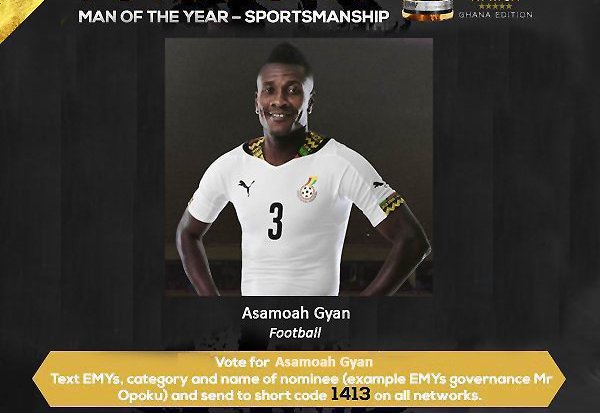 Black Stars skipper, Asamoah Gyan named Sportsman of the Year
