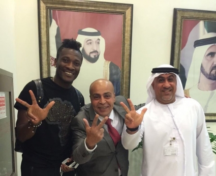 PICTURES: Ghana captain Asamoah Gyan returns to UEA after passing medicals with Al Ahli