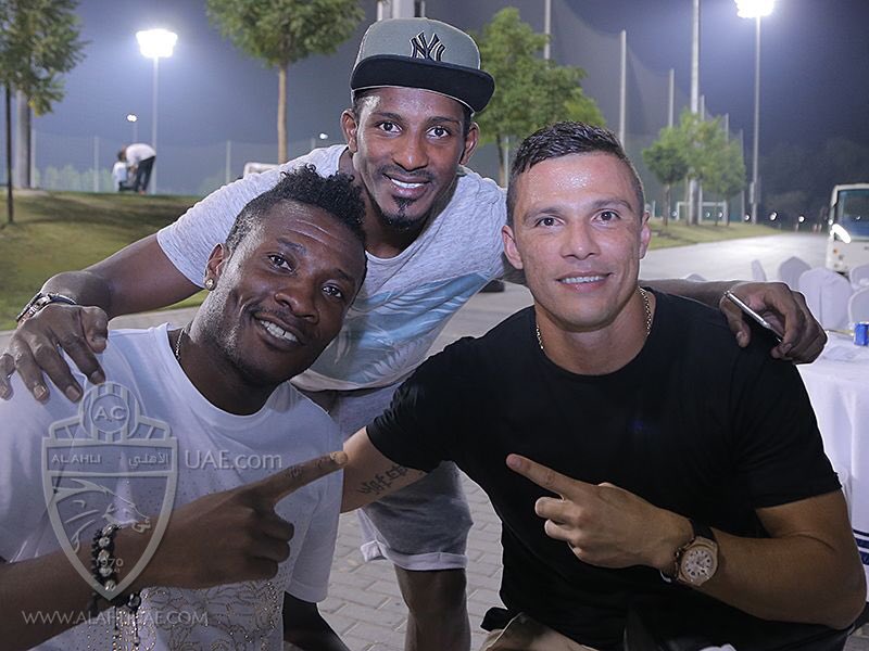 PHOTOS: Ghana Captain Asamoah Gyan meets new teammates at Al Ahli