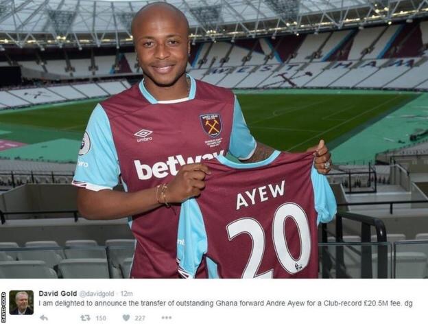 Andre Dede Ayew starts for West Ham in 1-1 stalemate with Stoke City