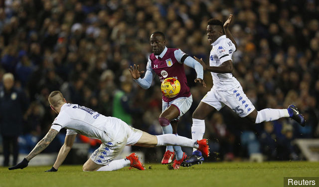 Villa boss Steve Bruce fumes after Adomah is denied penalty in Leeds United loss